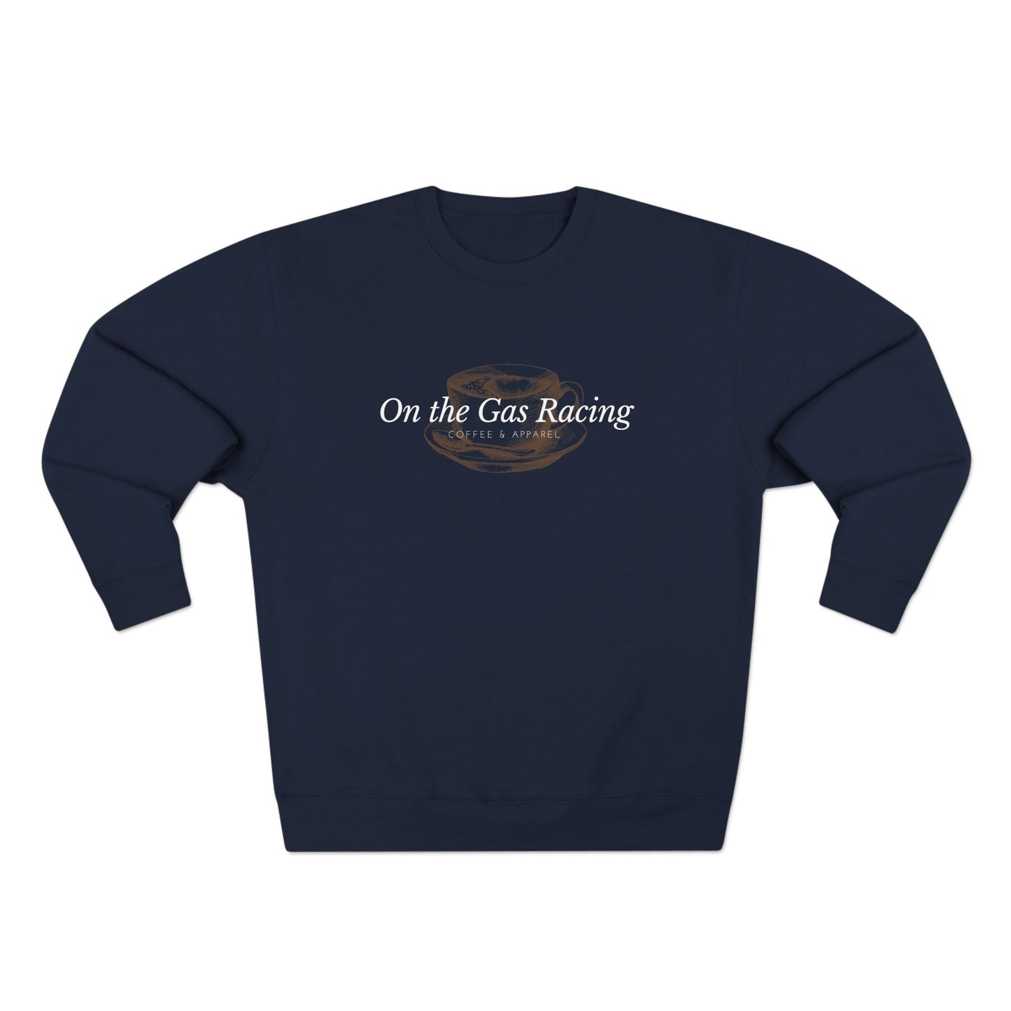 Unisex Crewneck Sweatshirt - 'On The Gas Racing' Coffee Cup Minimalist