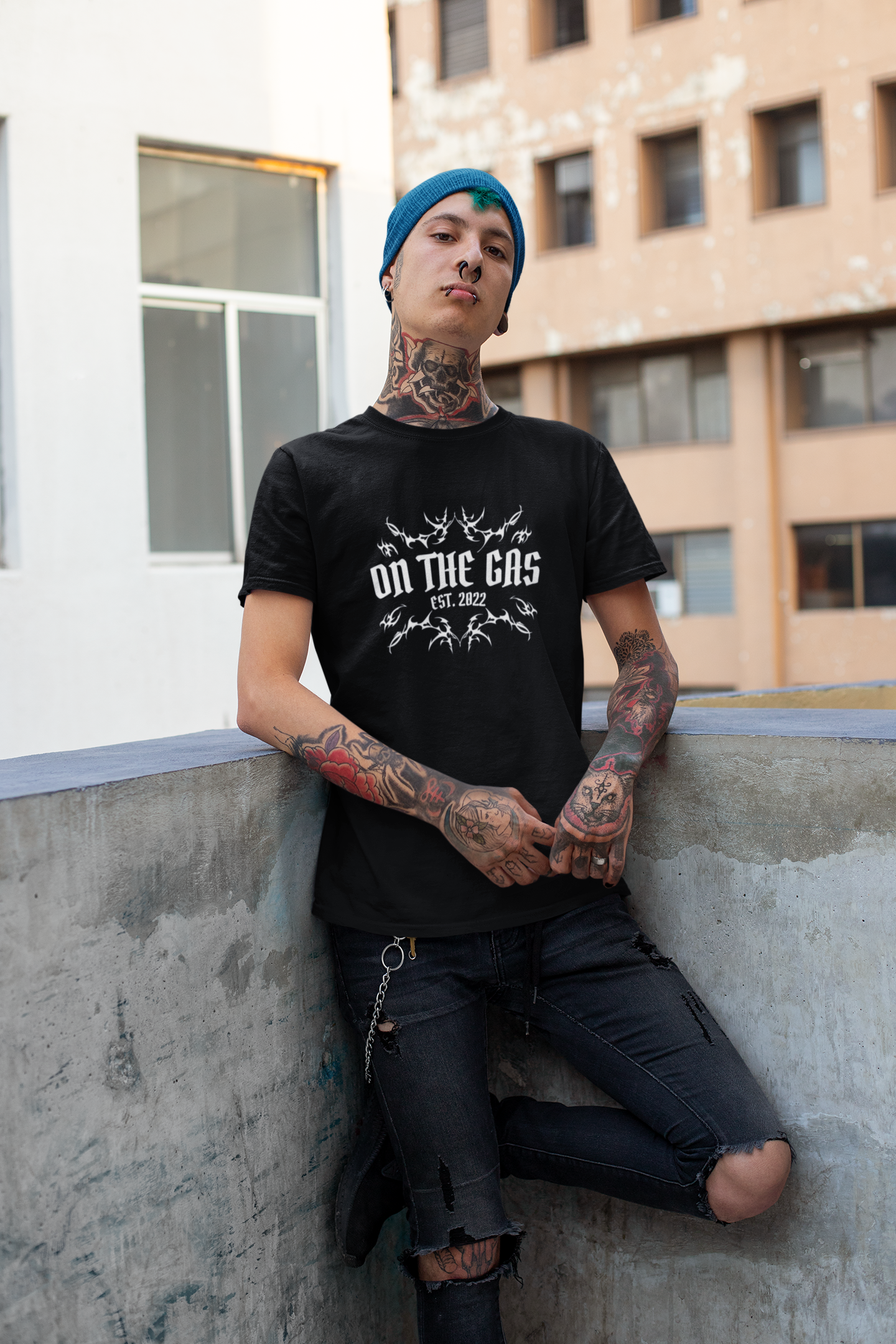 Unisex Tee - 'On the Gas Racing' Metal Graphic