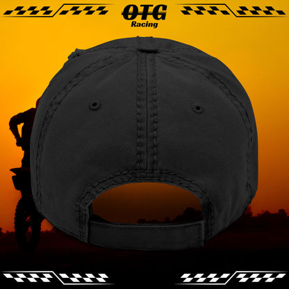 Distressed Dad Cap - 'On the Gas Racing' Grunge Embroidered