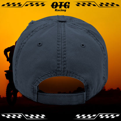 Distressed Dad Cap - 'On the Gas Racing' Grunge Embroidered