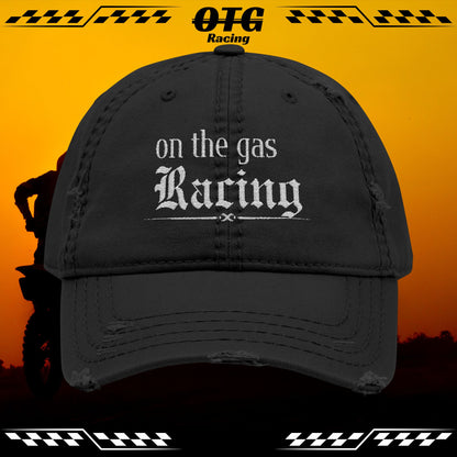 Distressed Dad Cap - 'On the Gas Racing' Grunge Embroidered