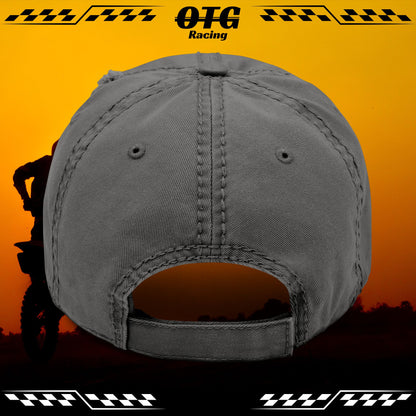 Distressed Dad Cap - 'On the Gas Racing' Grunge Embroidered
