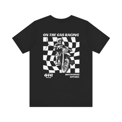 Unisex Tee - 'On the Gas Racing' Checkered Print