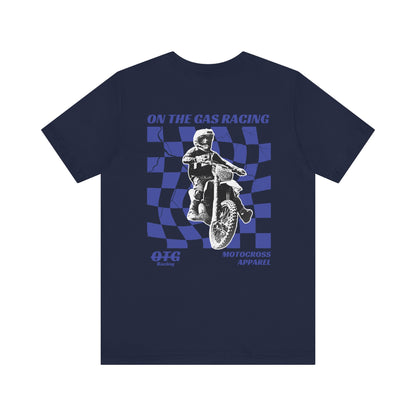 Unisex Tee - 'On the Gas Racing' Checkered Print