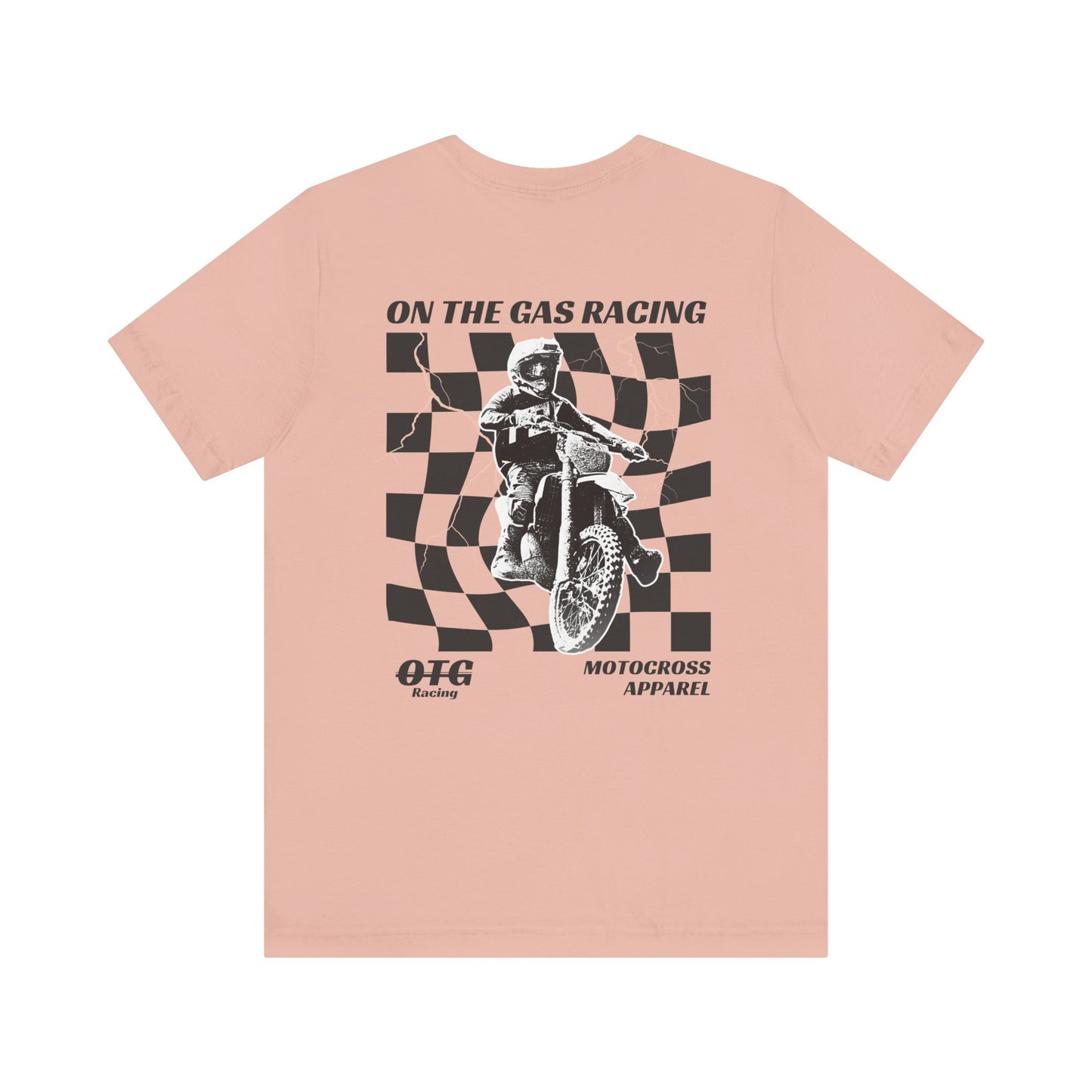 Unisex Tee - 'On the Gas Racing' Checkered Print