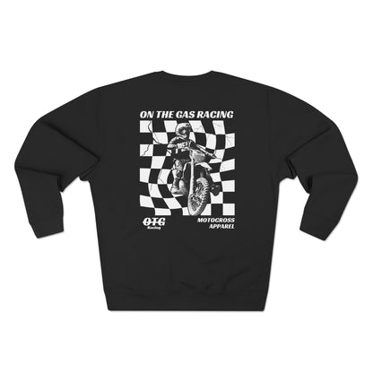 Sudadera unisex de cuello redondo con estampado de cuadros 'On The Gas Racing'
