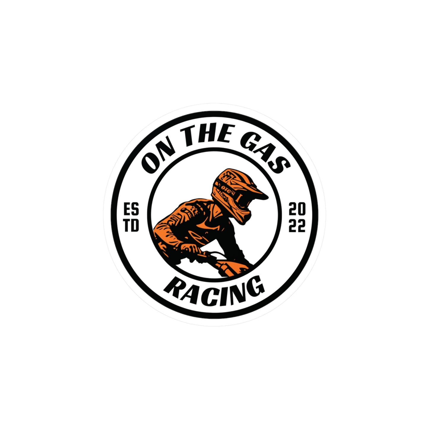 Calcomanías de vinilo troqueladas: logotipo circular "On the Gas Racing"