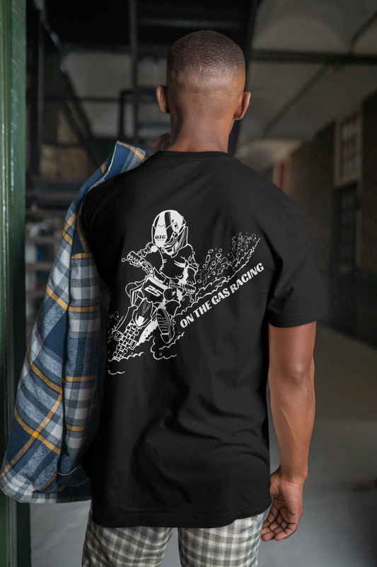 Camiseta unisex con diseño gráfico de manillar "On the Gas Racing"