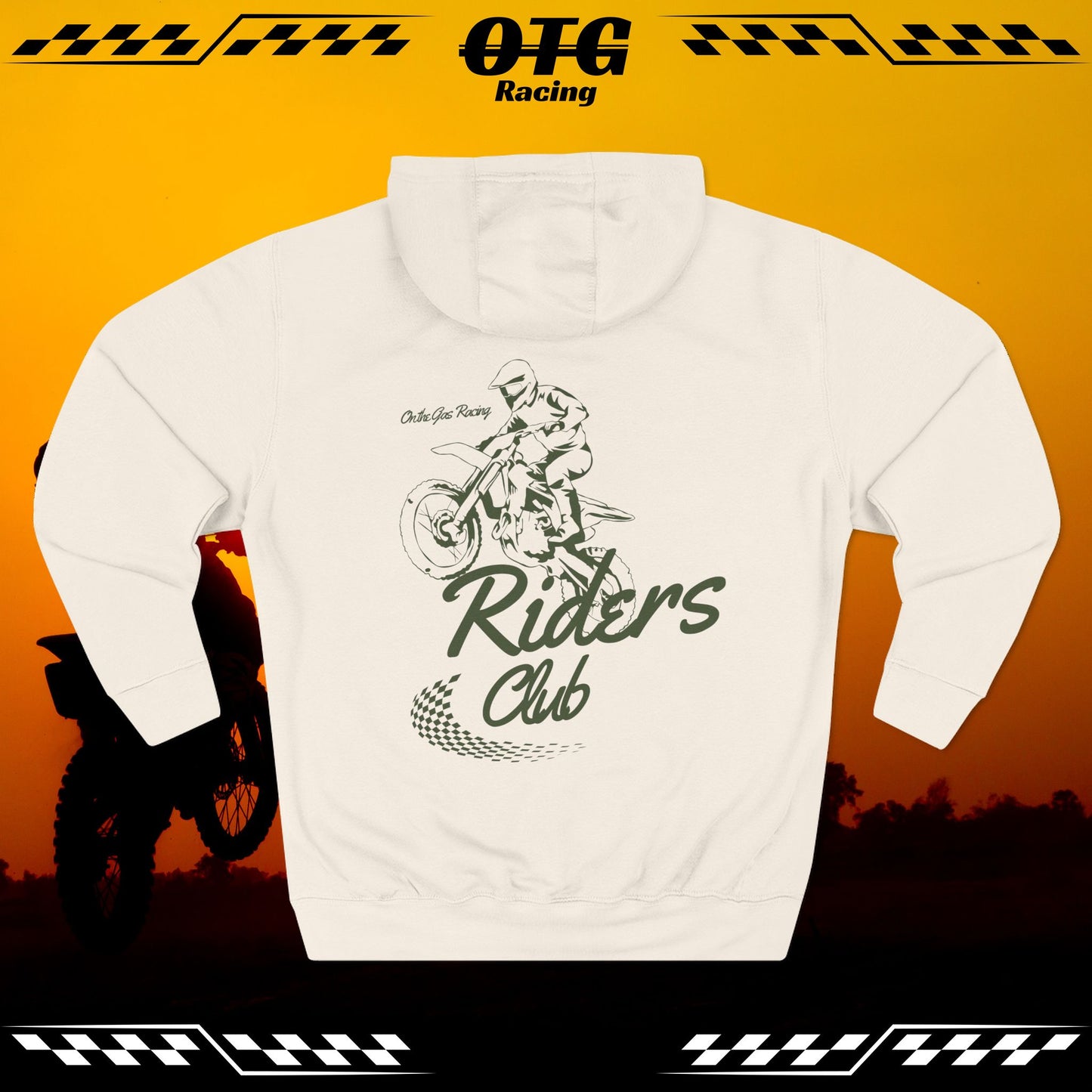 Fleece Hoodie - 'On the Gas Racing' Checkered Swoosh Lineart