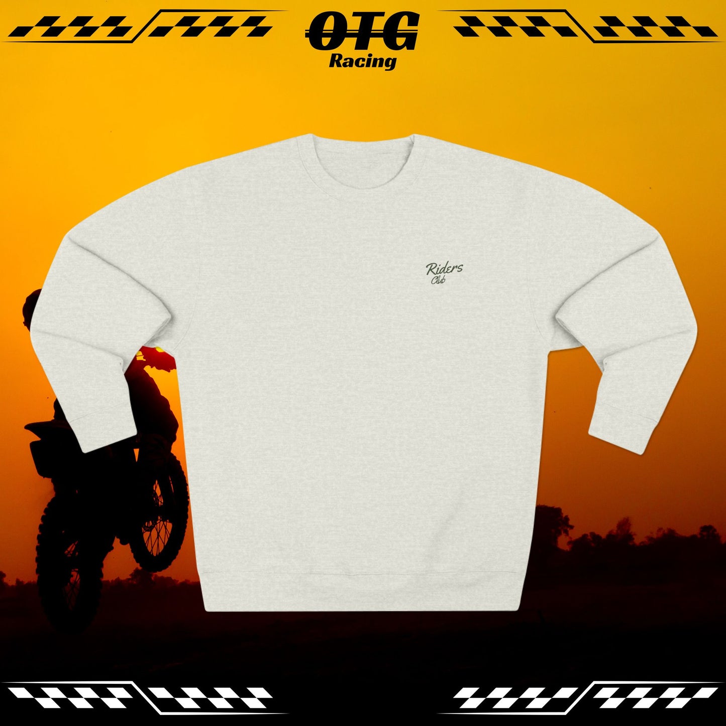 Unisex Crewneck Sweatshirt - 'On the Gas' Checkered Swoosh Lineart