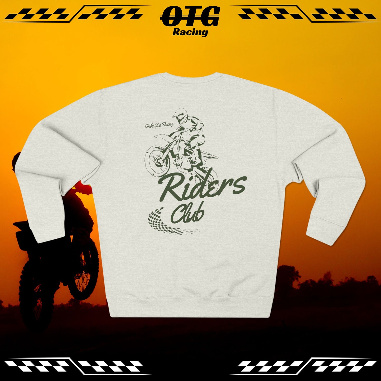 Unisex Crewneck Sweatshirt - 'On the Gas' Checkered Swoosh Lineart