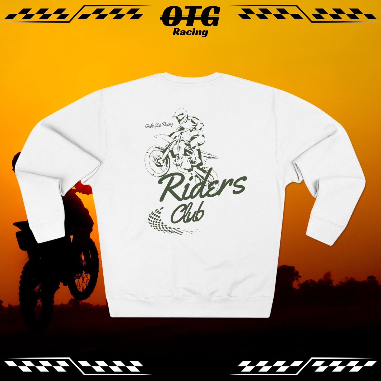 Unisex Crewneck Sweatshirt - 'On the Gas' Checkered Swoosh Lineart