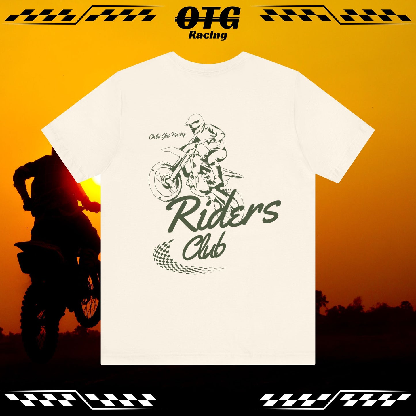 Unisex Tee - 'On the Gas Racing' Checkered Swoosh Lineart