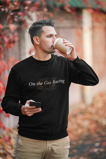 Unisex Crewneck Sweatshirt - 'On The Gas Racing' Coffee Cup Minimalist