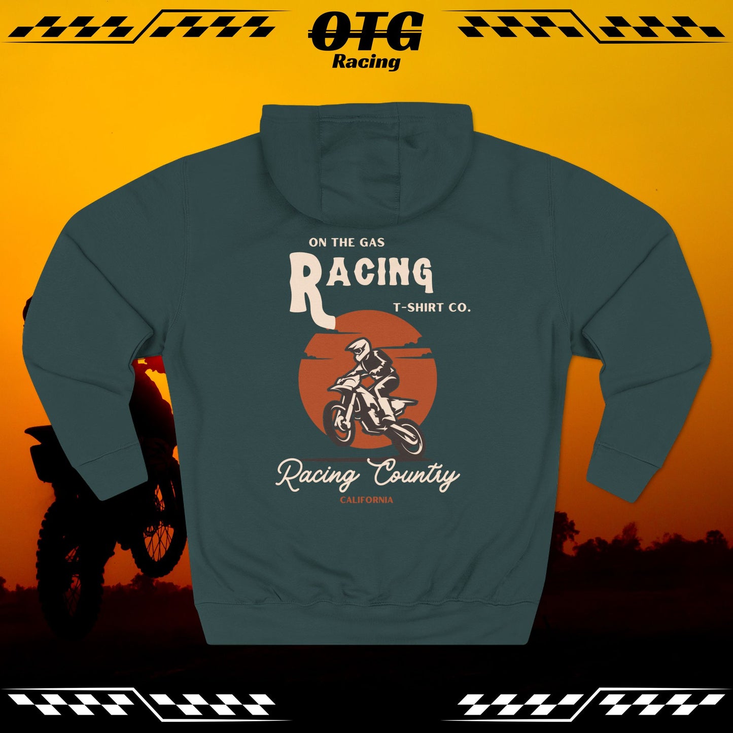 Fleece Hoodie - 'On the Gas' Racing Country Graphic