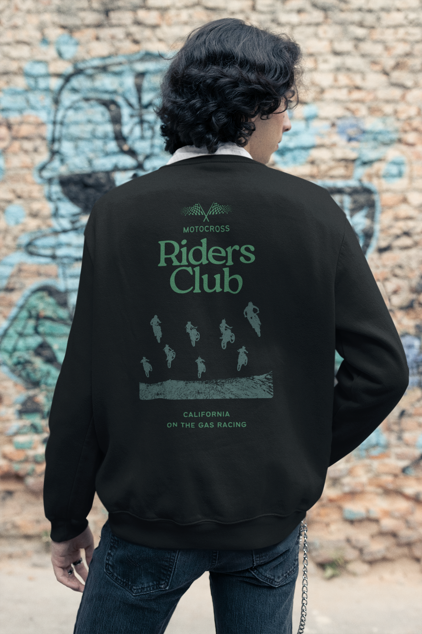 Unisex Crewneck Sweatshirt - 'On the Gas' Motocross Riders Club Graphic