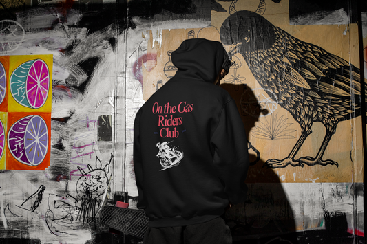 Fleece Hoodie - 'On the Gas' Riders Club Lux