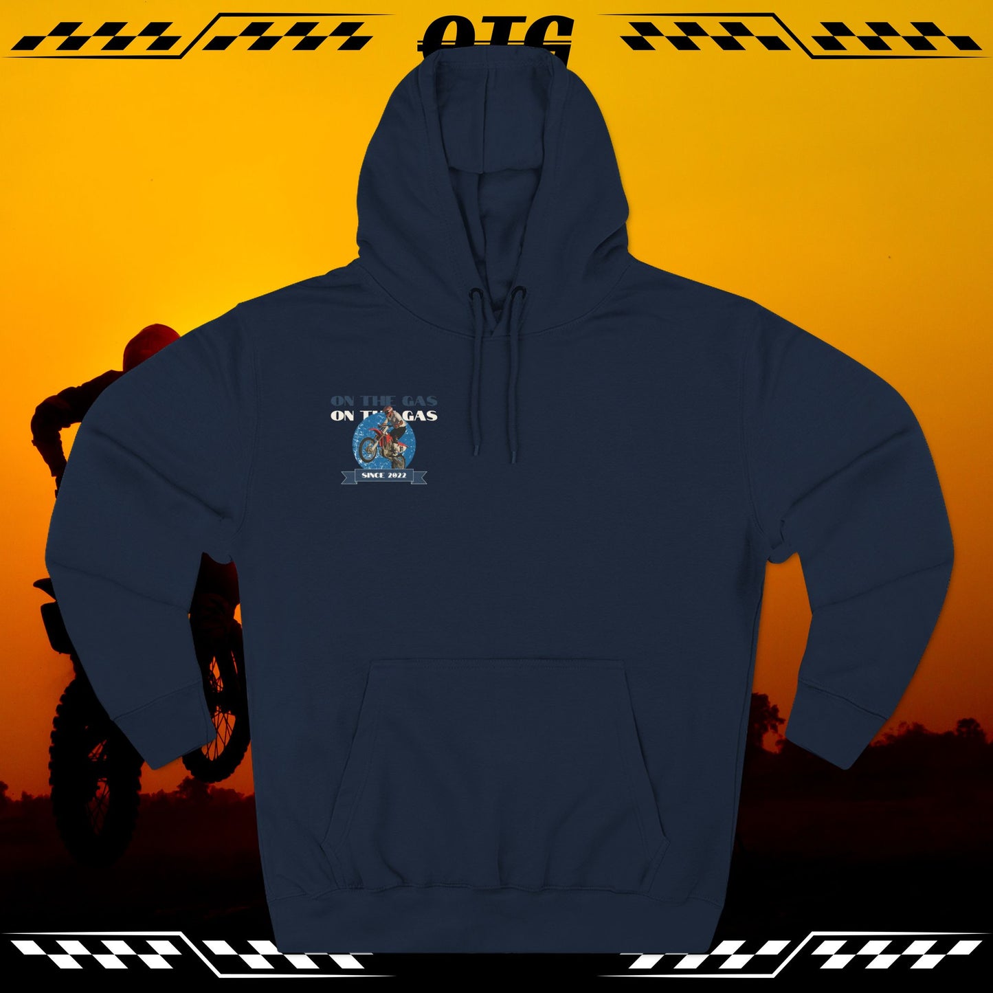 Fleece Hoodie - 'On the Gas' Vintage Rider Print