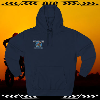 Fleece Hoodie - 'On the Gas' Vintage Rider Print