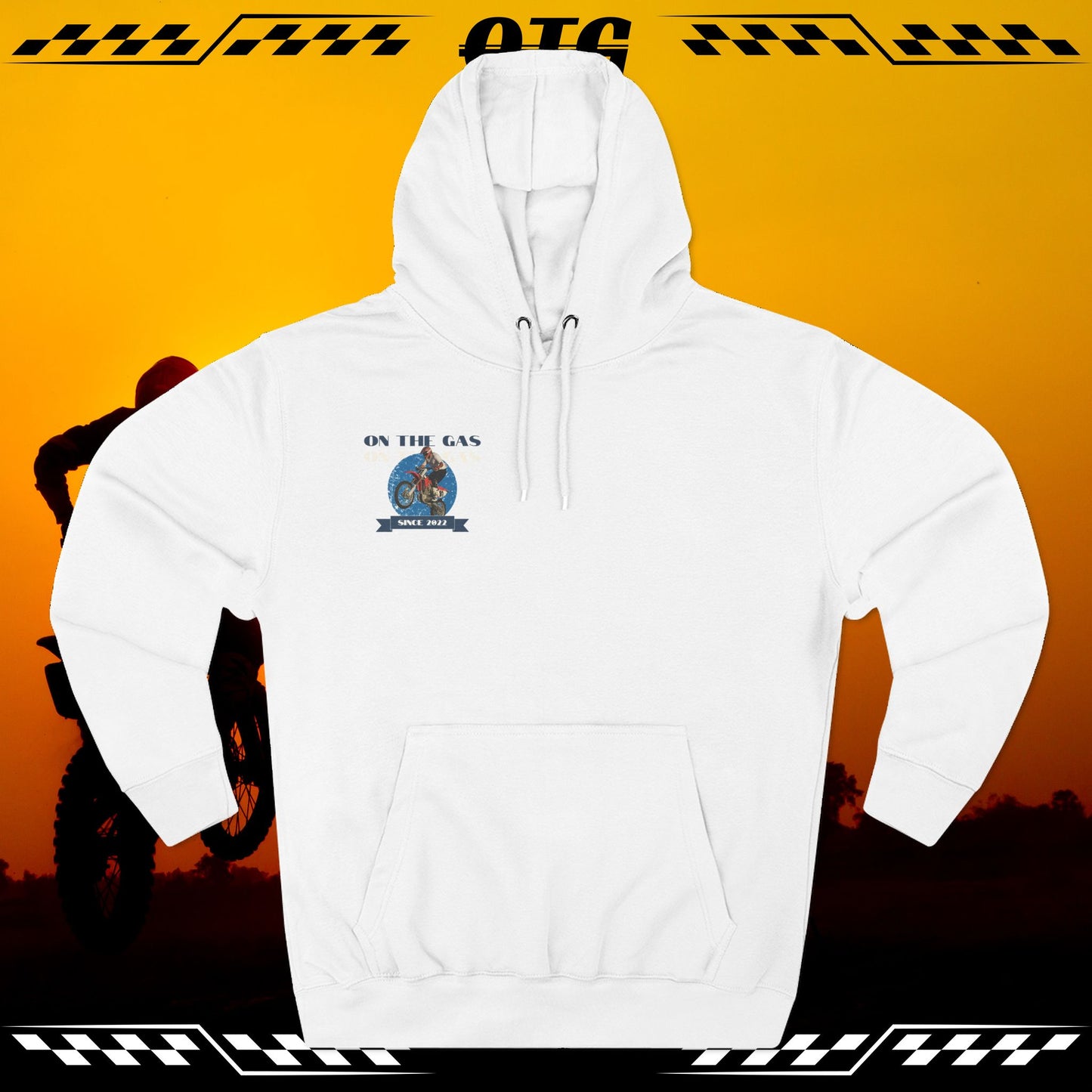 Fleece Hoodie - 'On the Gas' Vintage Rider Print