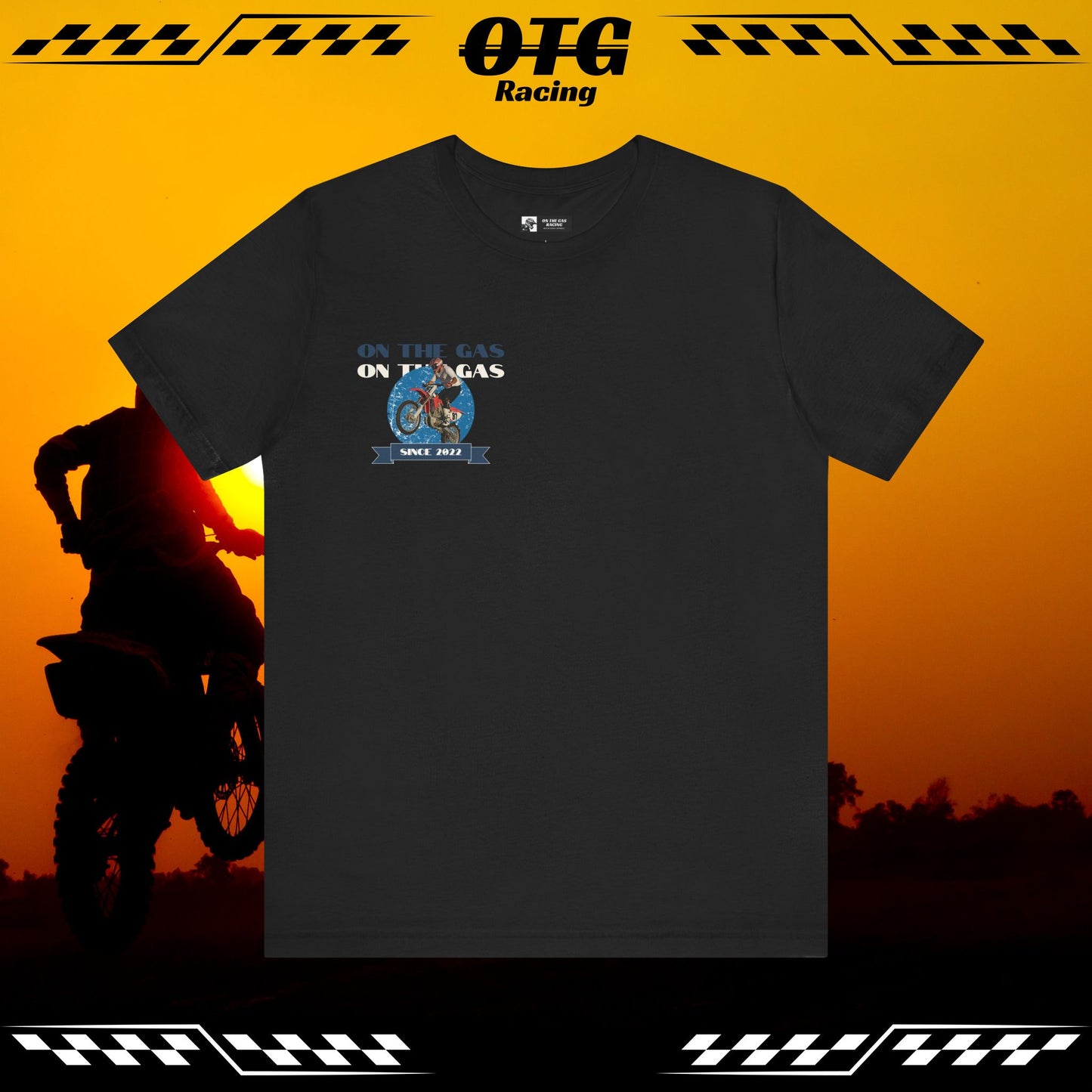 Unisex Tee - 'On the Gas Racing' Vintage Rider Print