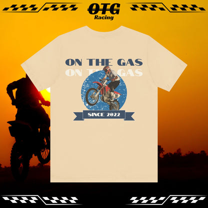 Unisex Tee - 'On the Gas Racing' Vintage Rider Print