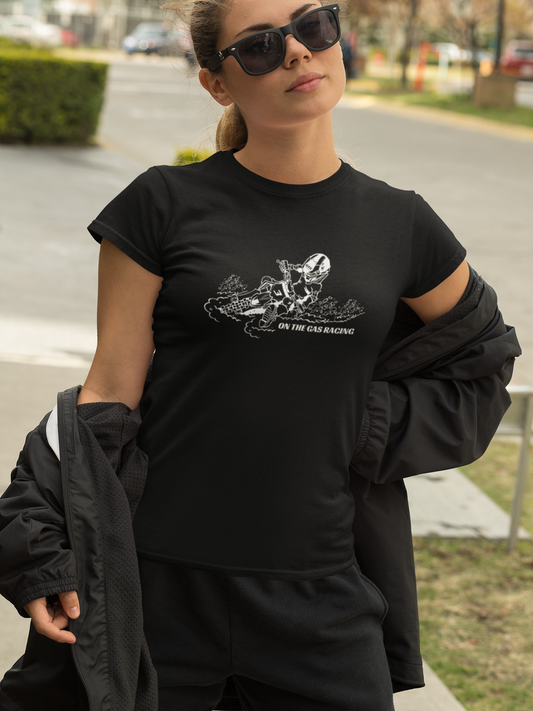 Womans Tee - 'On the Gas' Dirtbike Print